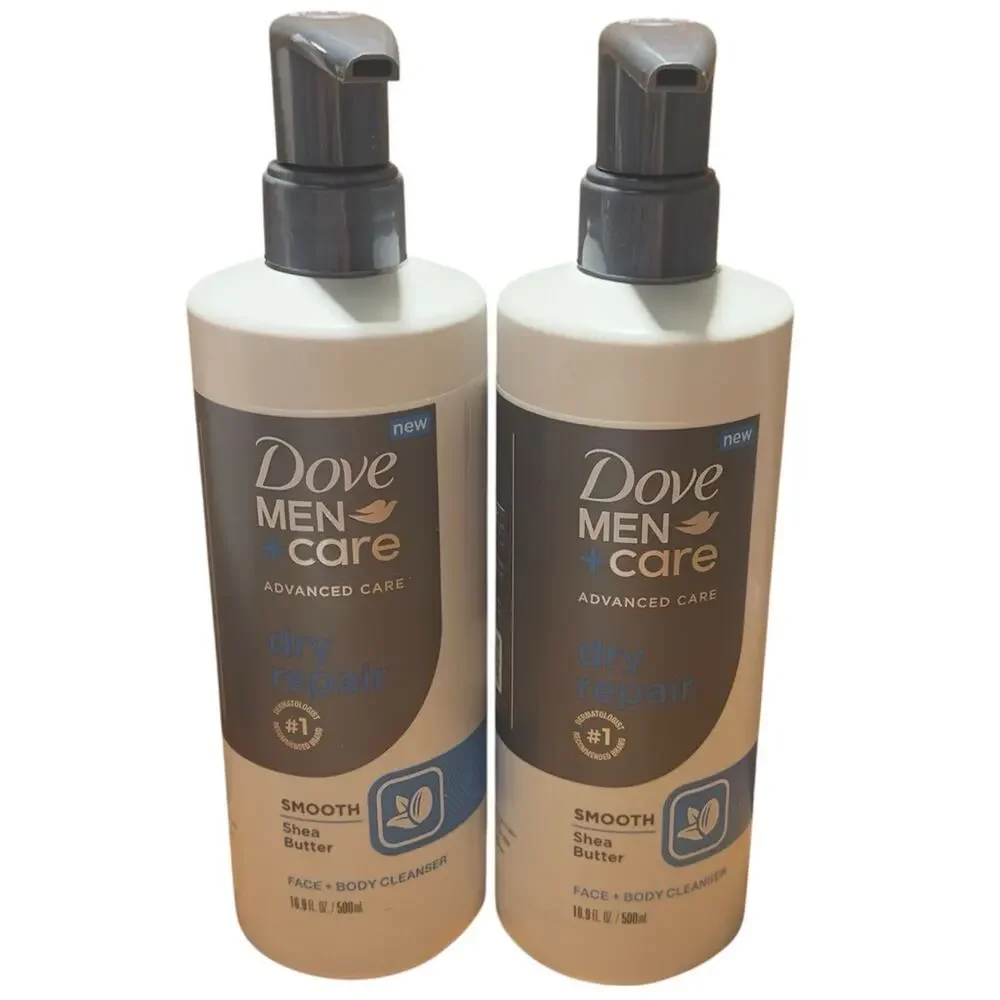 Dove Men+Care Dry Repair Body Wash Shea Butter 16.9 oz Pump Lot of 2